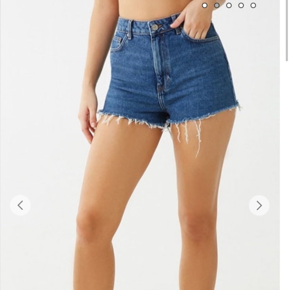 denim mid rise cutoff shorts